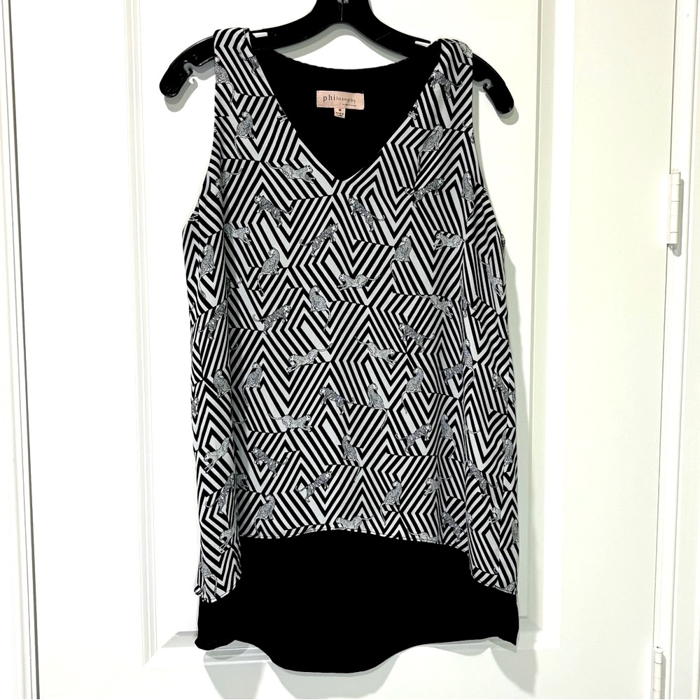 Philosophy Tiger Leopard V-neck Dressy Tank Top Size Medium